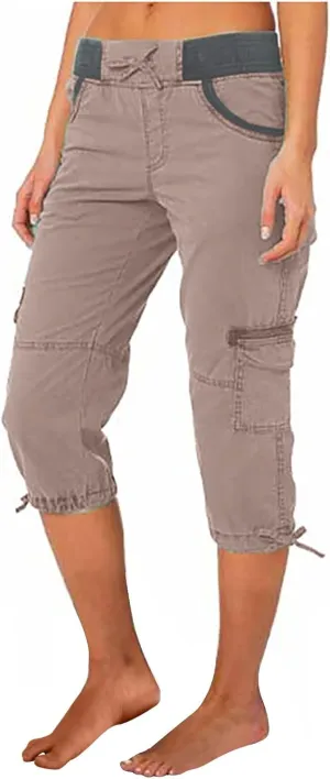 Cargo Capris Pants Womens Casual Low Rise Crop Pants Y2K Teen Girls Joggers Hiking Baggy Pants Outdoor Active Pants