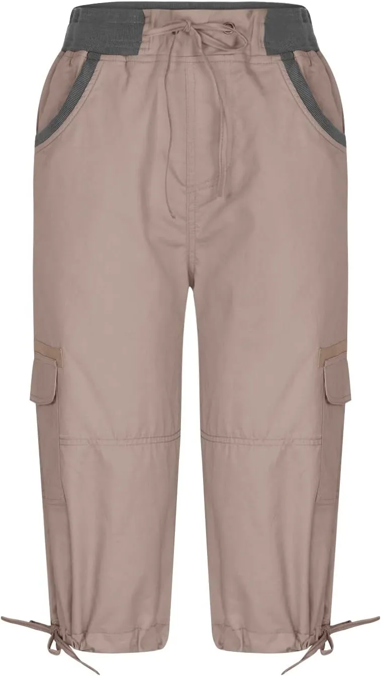 Cargo Capris Pants Womens Casual Low Rise Crop Pants Y2K Teen Girls Joggers Hiking Baggy Pants Outdoor Active Pants