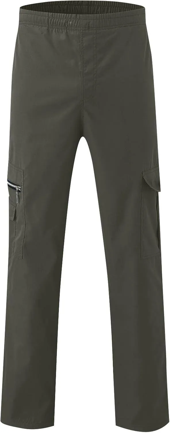 Cargo Pants for Men Relaxed Fit Elastic Waist Pants Straight Leg Chinos Pants High Waisted Track Pants with Pockets