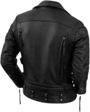 Classic Brando Vintage Casual Men's Genuine Sheepskin Leather Biker Motorcycle Moto Cafe Racer SlimFit Lapel Jacket