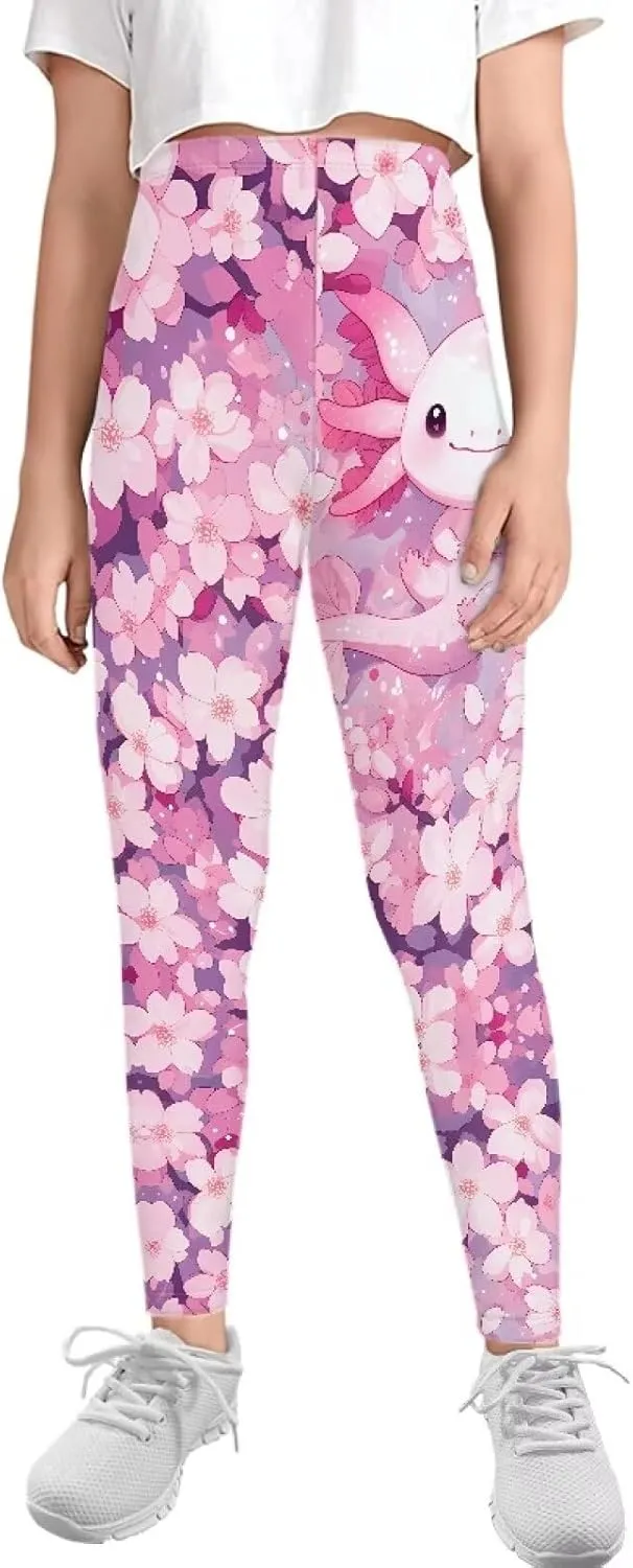 COEQINE Girls’ Leggings, Yoga Pants Activewear Legging High Waist Active Pants Size for 4-13 Years Kids Teens