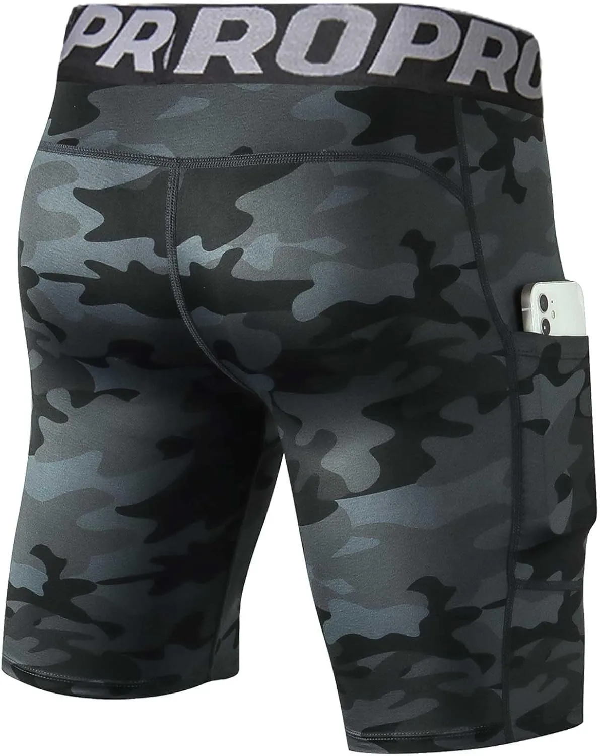 Compression Shorts Men with Pocket Sports Workout Athletic Running Underwear Cool Dry Baselayer Spandex Shorts