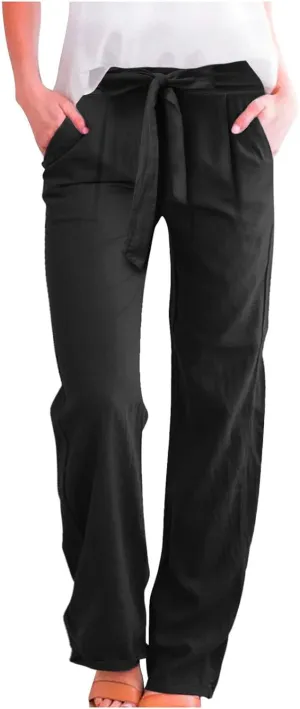 Corduroy Pleated Pants for Women Winter Streetwear Hiking Sweatpants with Pockets Elastic Waist Elastic
