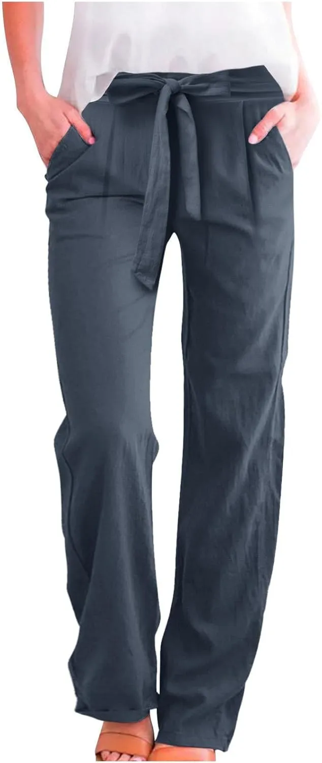 Corduroy Pleated Pants for Women Winter Streetwear Hiking Sweatpants with Pockets Elastic Waist Elastic