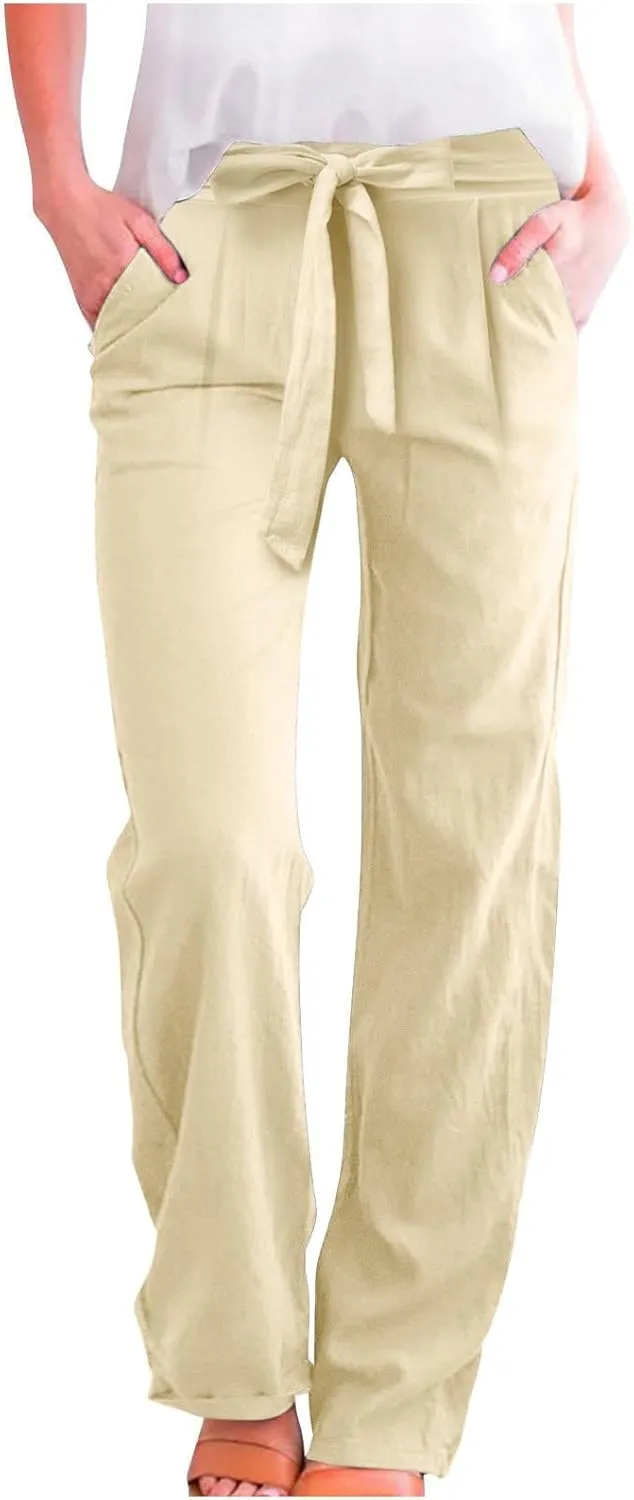 Corduroy Pleated Pants for Women Winter Streetwear Hiking Sweatpants with Pockets Elastic Waist Elastic