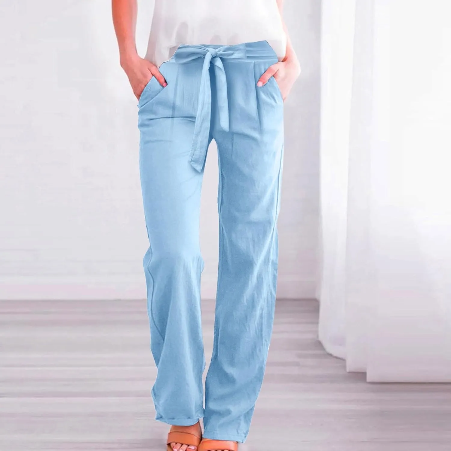 Corduroy Pleated Pants for Women Winter Streetwear Hiking Sweatpants with Pockets Elastic Waist Elastic