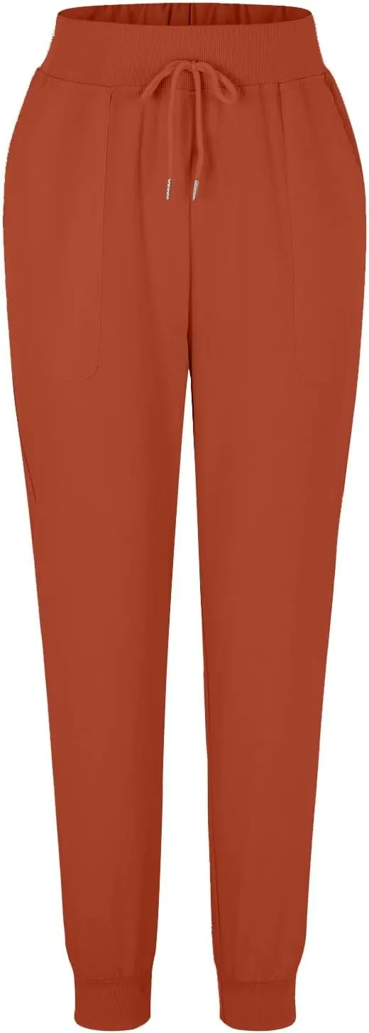 Cotton Linen Capri Pants for Women Casual Summer Loose Drawstring Elastic Waist Pants Casual Trousers with Pockets