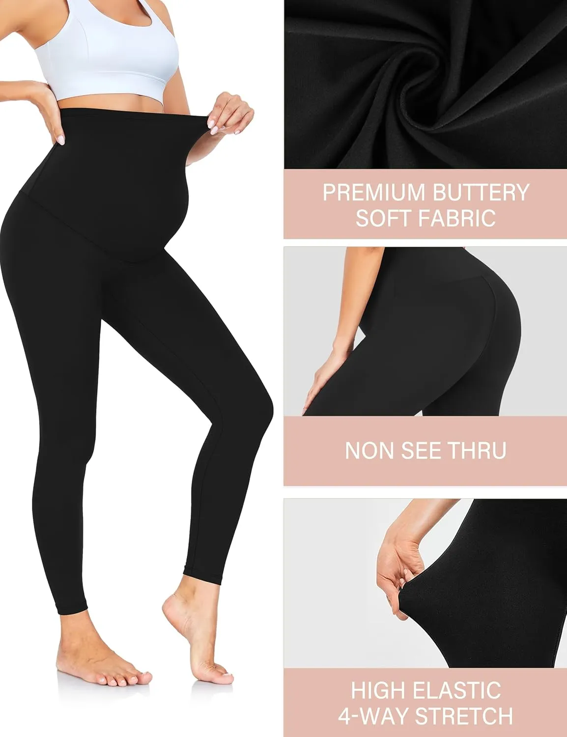 CTHH Maternity Leggings Over The Belly Buttery Soft Pregnancy Workout Pants High Waisted Maternity Activewear for Women