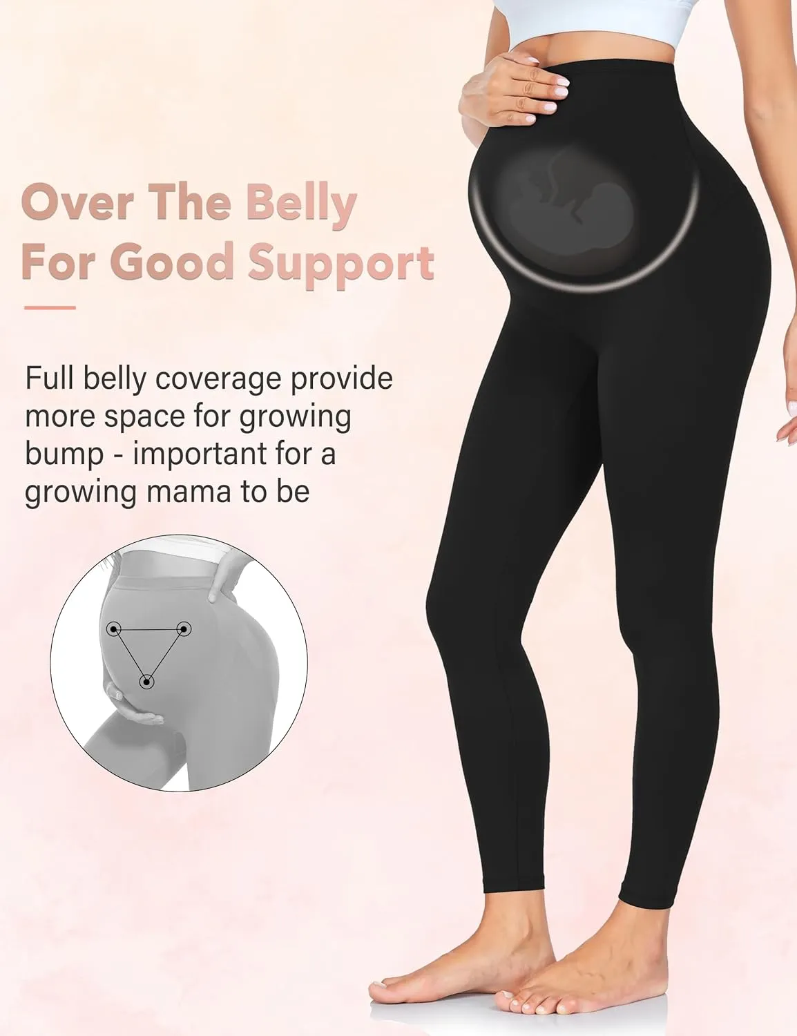 CTHH Maternity Leggings Over The Belly Buttery Soft Pregnancy Workout Pants High Waisted Maternity Activewear for Women