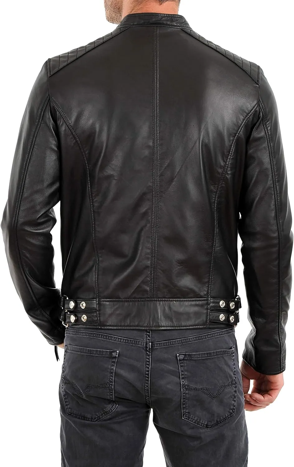 D DOLLY LAMB Lambskin Leather Moto Biker Jacket for Men, Winter Wear Bomber Jacket