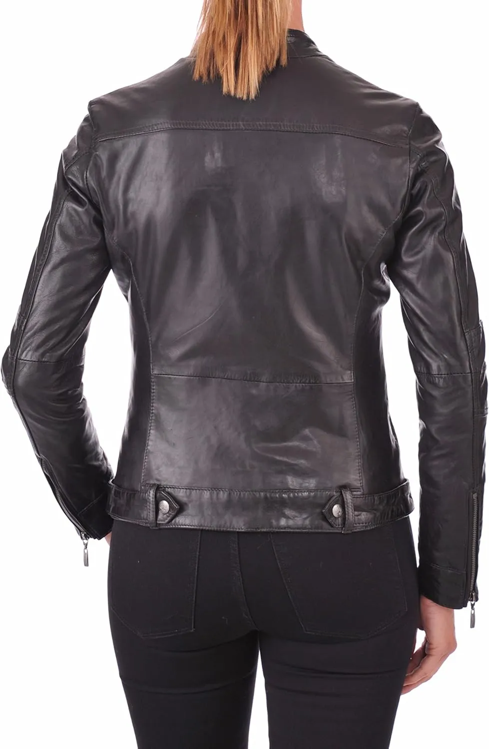 D DOLLY LAMB Women's Lambskin Leather Bomber Biker Jacket