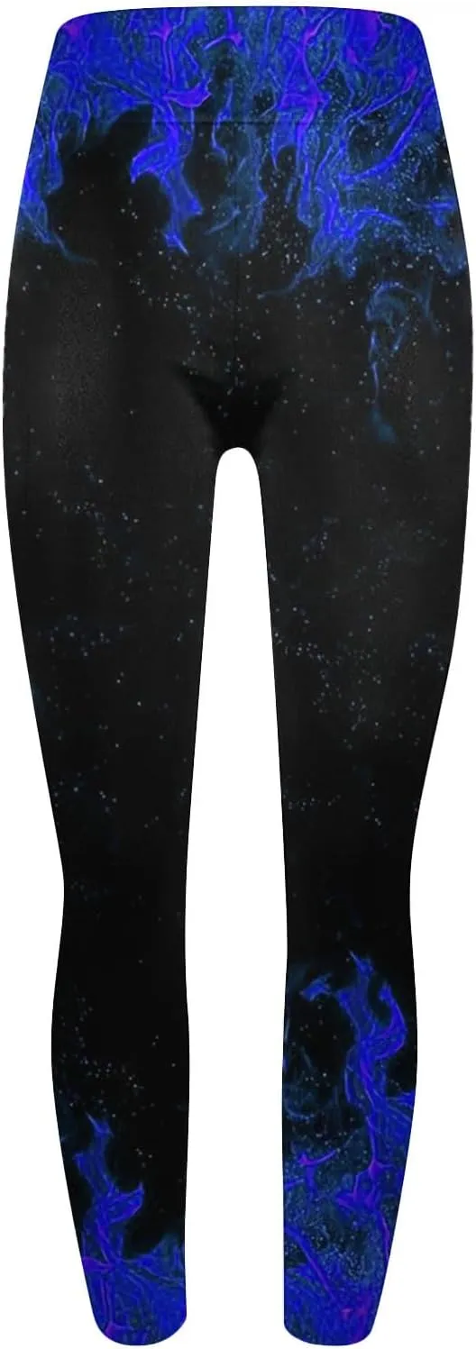 DASAYO Workout Yoga Pants for Women Trendy Flame Print High Waist Tummy Control 7/8 Activewear Leggings