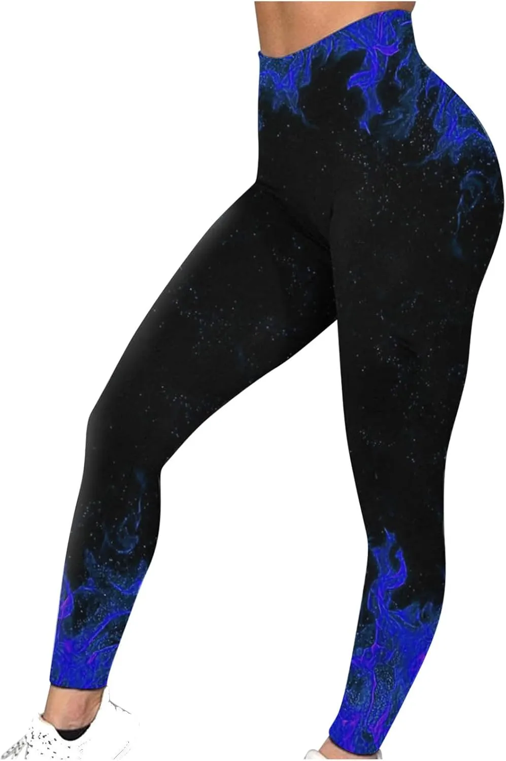 DASAYO Workout Yoga Pants for Women Trendy Flame Print High Waist Tummy Control 7/8 Activewear Leggings