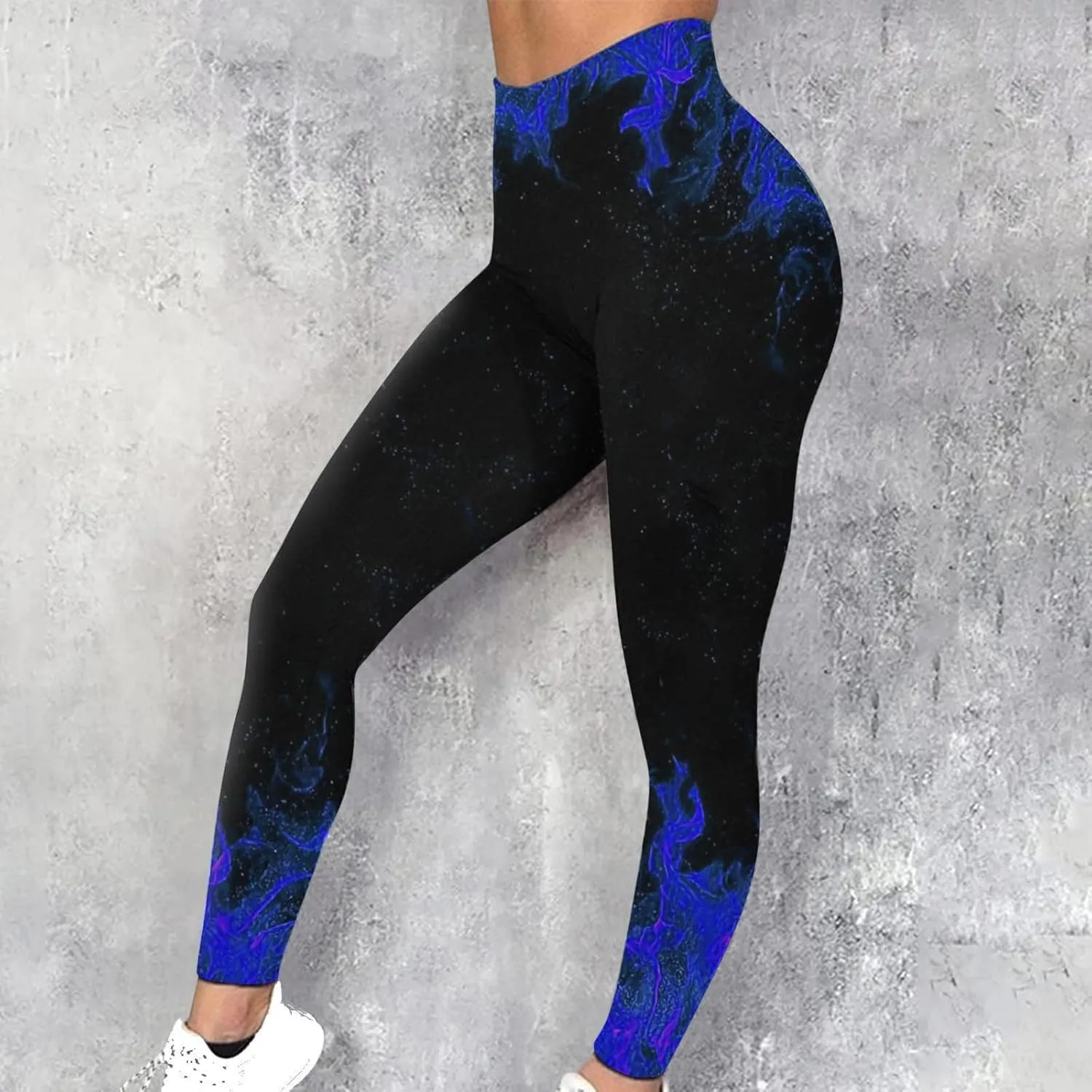 DASAYO Workout Yoga Pants for Women Trendy Flame Print High Waist Tummy Control 7/8 Activewear Leggings
