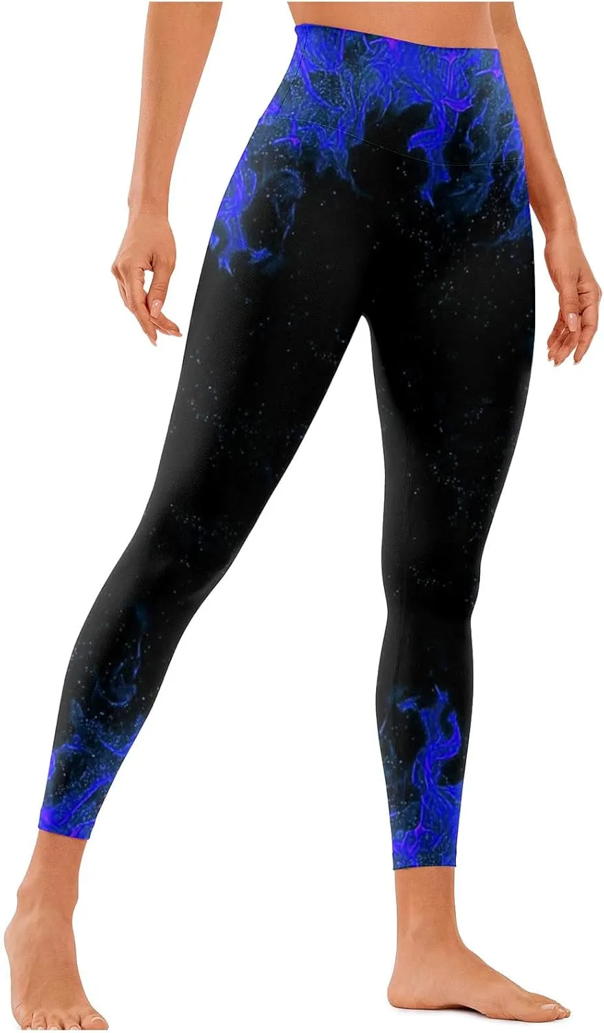 DASAYO Workout Yoga Pants for Women Trendy Flame Print High Waist Tummy Control 7/8 Activewear Leggings