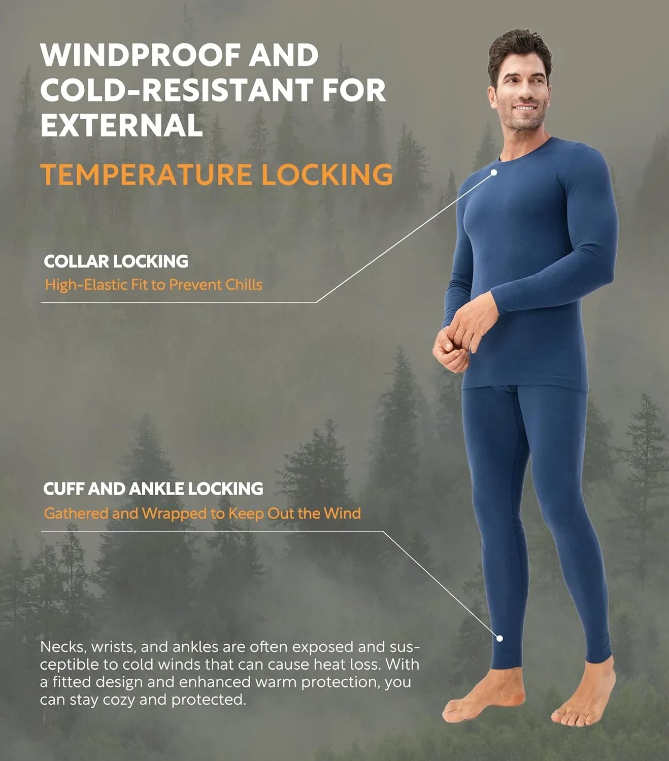 DAVID ARCHY Men’s Lightweight Thermal Underwear - Breathable Comfort for Cool Weather, Ideal for Active Use