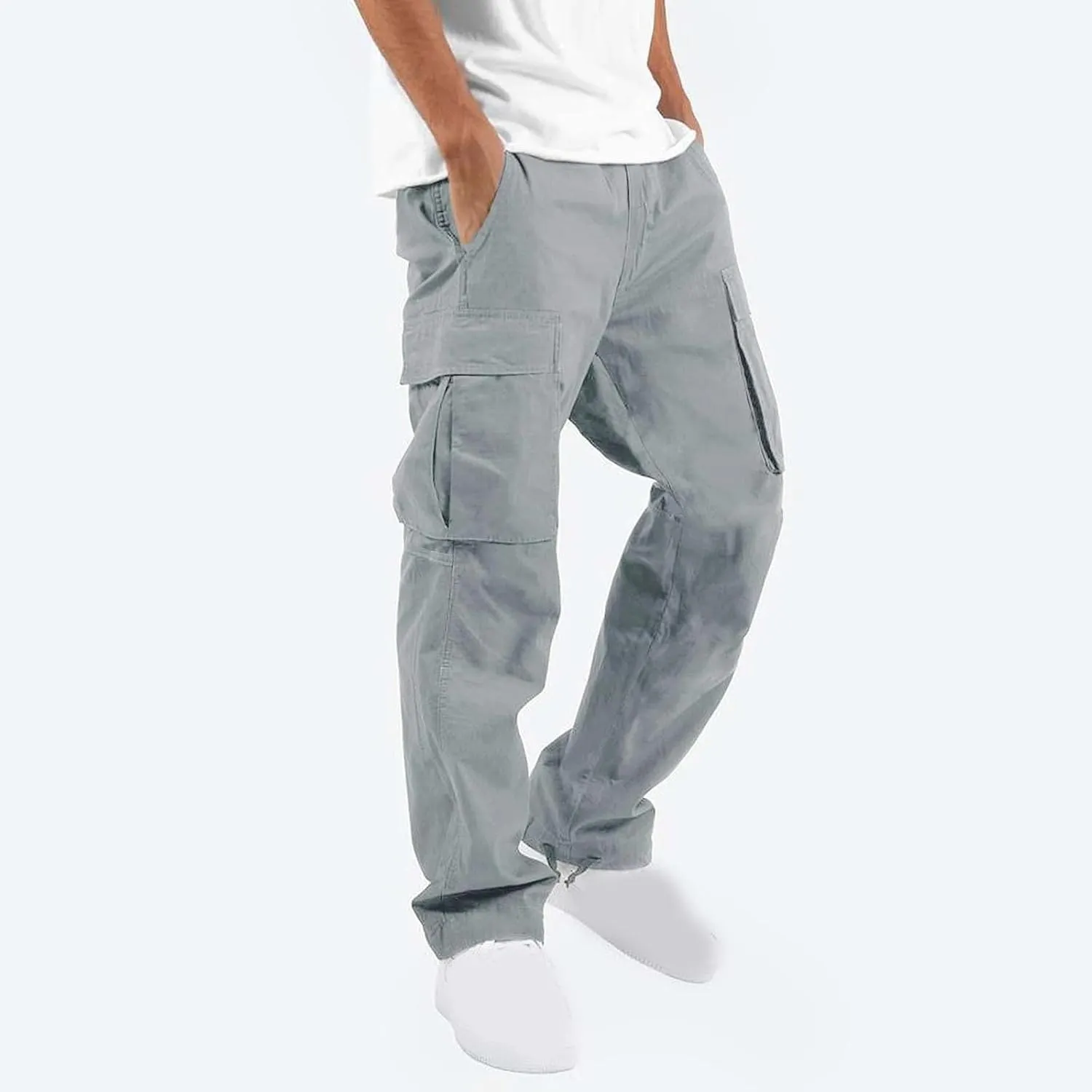Dgoopd Cargo Pants for Men Stretch Hiking Pants Lightweight Tactical Pant Straight Leg Cargo Joggers Pants Outdoor Work Pants