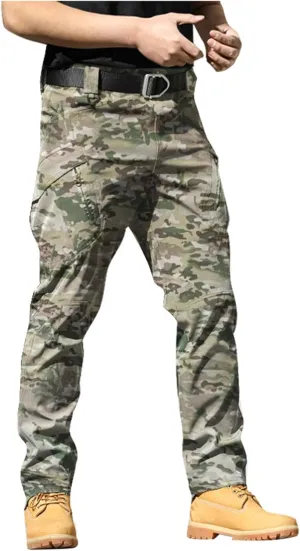 Fall UnderwearMens Casual Cargo Pants Elastic Waist Hiking Joggers Athletic Pants Fitness Trousers Pants with Multi PocketsChino Pants Men