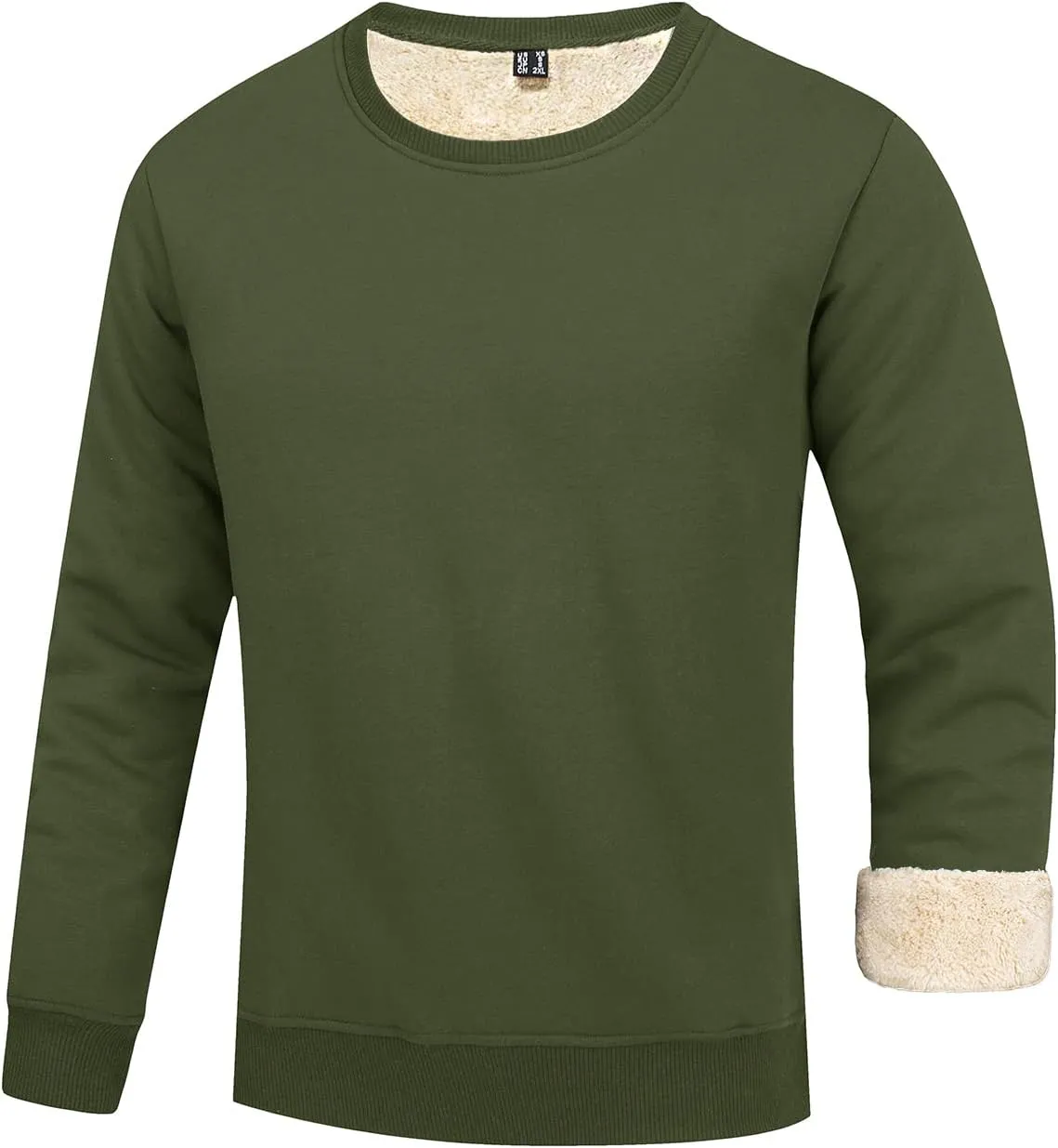 FASKUNOIE Men's Fleece Sweatshirts Warm Sherpa Lined Heavy Thicken Underwear Winter Crewneck Pullover Tops Shirts