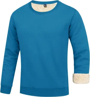 FASKUNOIE Men's Fleece Sweatshirts Warm Sherpa Lined Heavy Thicken Underwear Winter Crewneck Pullover Tops Shirts