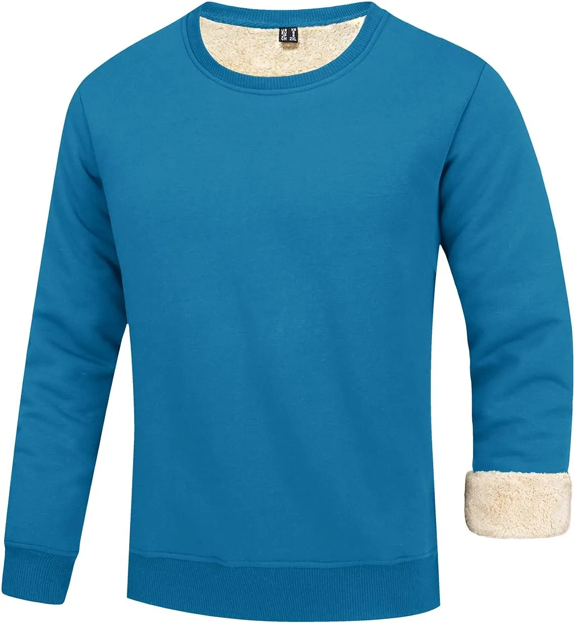 FASKUNOIE Men's Fleece Sweatshirts Warm Sherpa Lined Heavy Thicken Underwear Winter Crewneck Pullover Tops Shirts