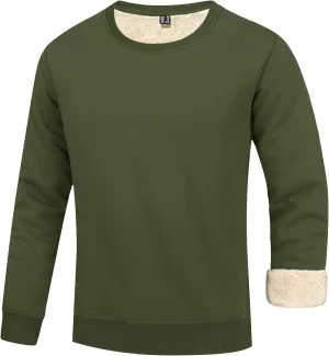 FASKUNOIE Men's Fleece Sweatshirts Warm Sherpa Lined Heavy Thicken Underwear Winter Crewneck Pullover Tops Shirts