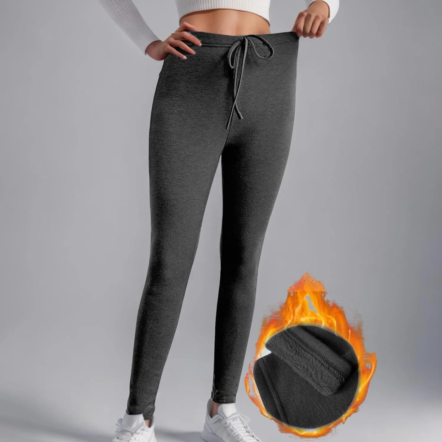 Fleece Lined Leggings for Women High Waisted Yoga Pants Athletic Ski Hiking Joggers Winter Thermal Underwear Bottoms