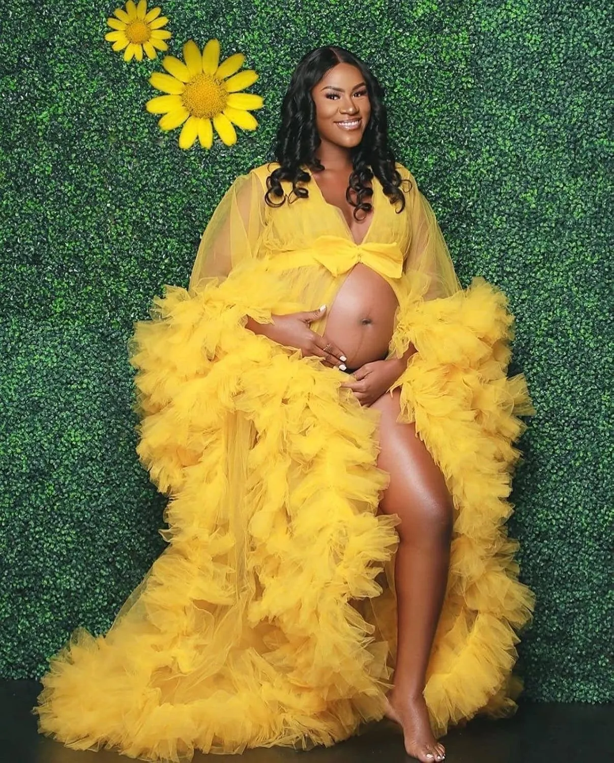 Fluffy Tulle Maternity Photoshoot Sheer Bridal Lingerie Bathgown Old Hollywood Robe Wedding Scarf