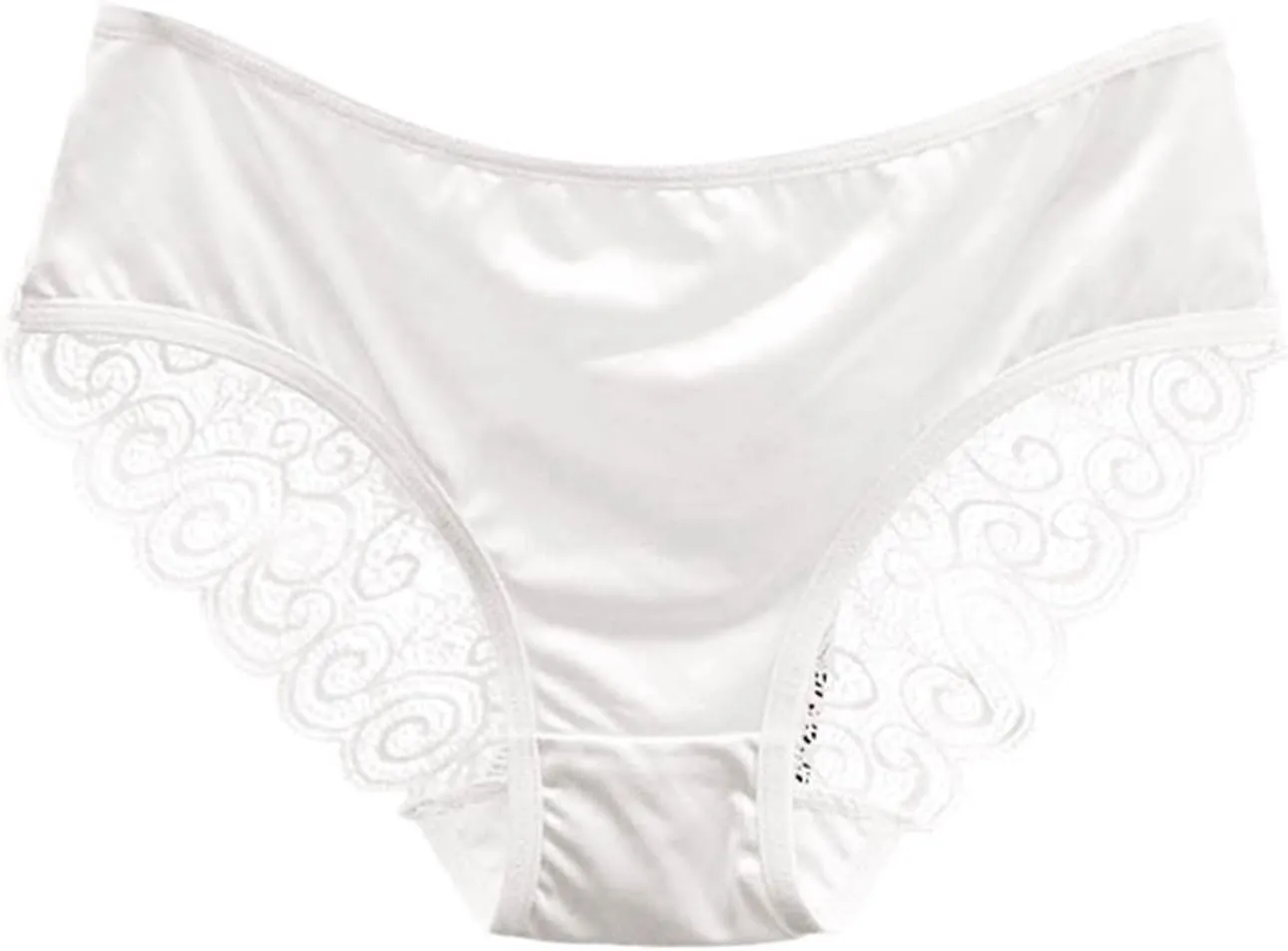 Franterd Seamless Satin Underwear for Women Mesh Lace Low Waist No Show Panties Ladies Lace Bikini Cheeky Hipster Briefs