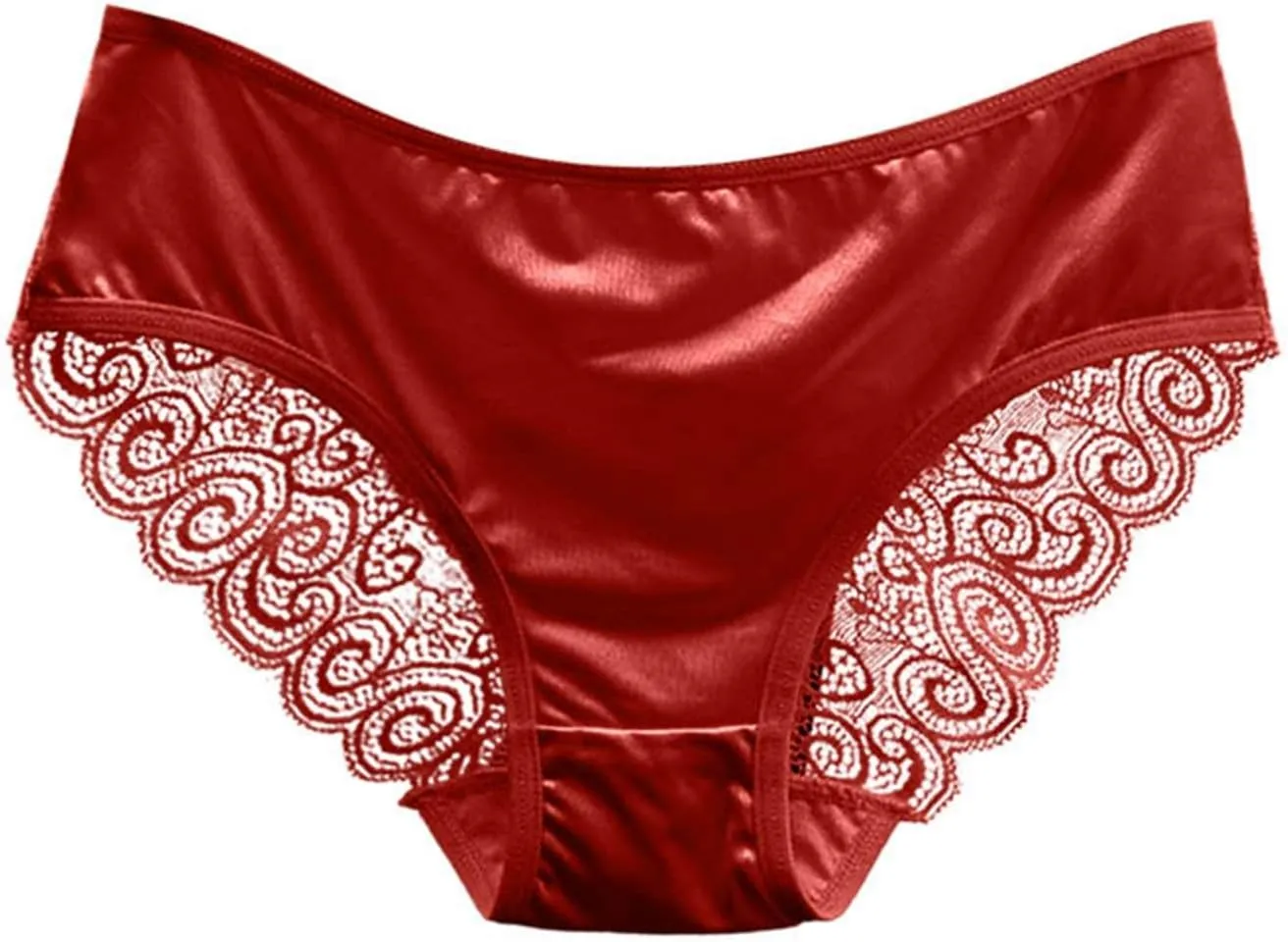 Franterd Seamless Satin Underwear for Women Mesh Lace Low Waist No Show Panties Ladies Lace Bikini Cheeky Hipster Briefs
