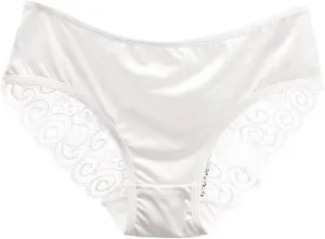 Franterd Seamless Satin Underwear for Women Mesh Lace Low Waist No Show Panties Ladies Lace Bikini Cheeky Hipster Briefs