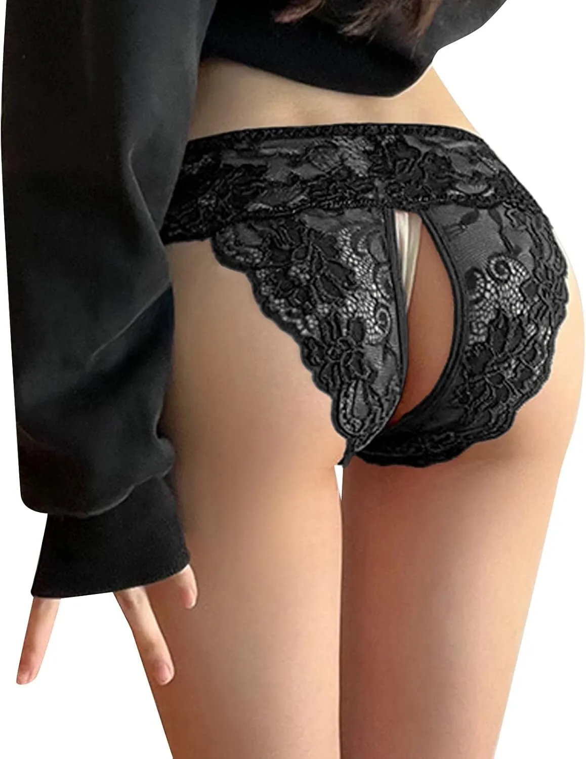 Franterd Sexy Panties for Women Lace Briefs Hollow Out Stretch Underwear, Womens Plus Size Thong Scallop Trim Thongs Briefs