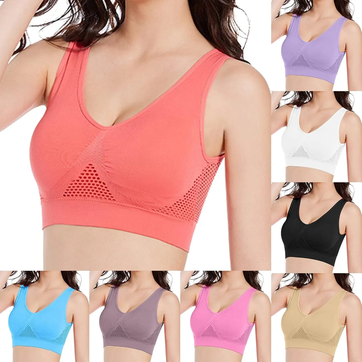 Full Coverage Bras for Women Comfortable Seamless Breathable Bralettes Plus Size Push Up Wireless Underwear