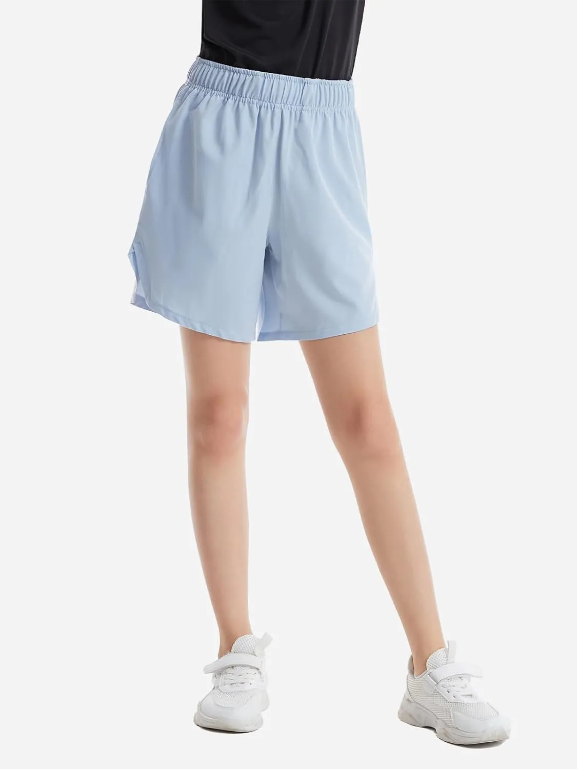 Girls Athletic Shorts with Pockets Running Shorts for Girl,Soccer Short for Kids Teens Basketball Workout