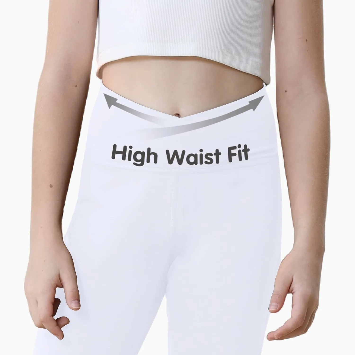 Girls Flare Leggings Black Pink Crossover High Waisted Workout Running Dance Bootleg Yoga Pants