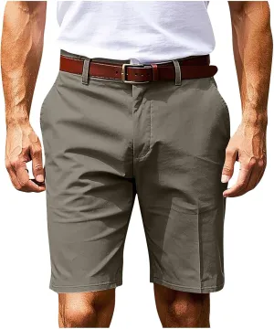 Golf Shorts Men Cotton Button Fly Lightweight Stretch Quick Dry Breathable Work Active Wear Gym Gear Workout with Pocket