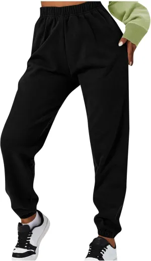Gumipy Sweat Pants for Womens Plus Size Ultra-Soft Solid Joggers with Pockets Baggy Fleece Lined Lounge Pants Activewear