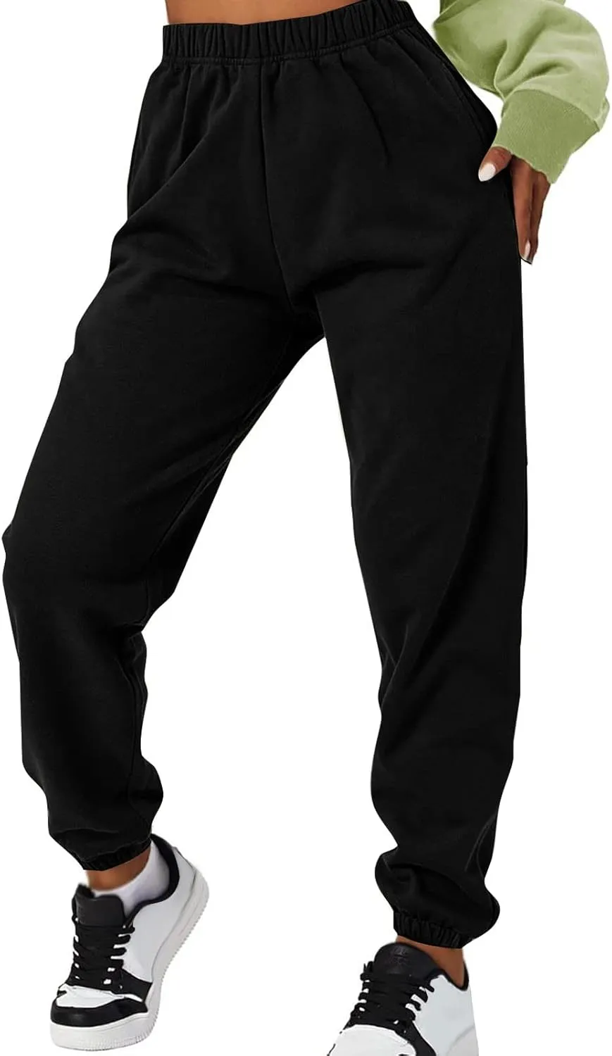 Gumipy Sweat Pants for Womens Plus Size Ultra-Soft Solid Joggers with Pockets Baggy Fleece Lined Lounge Pants Activewear