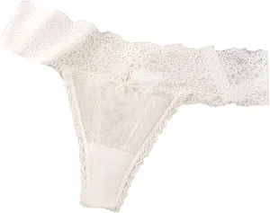 Heevina Thongs For Women Lace Low Rise Thongs Breathable Panty Curvy Panties Soft Tangas Seamless Bikini