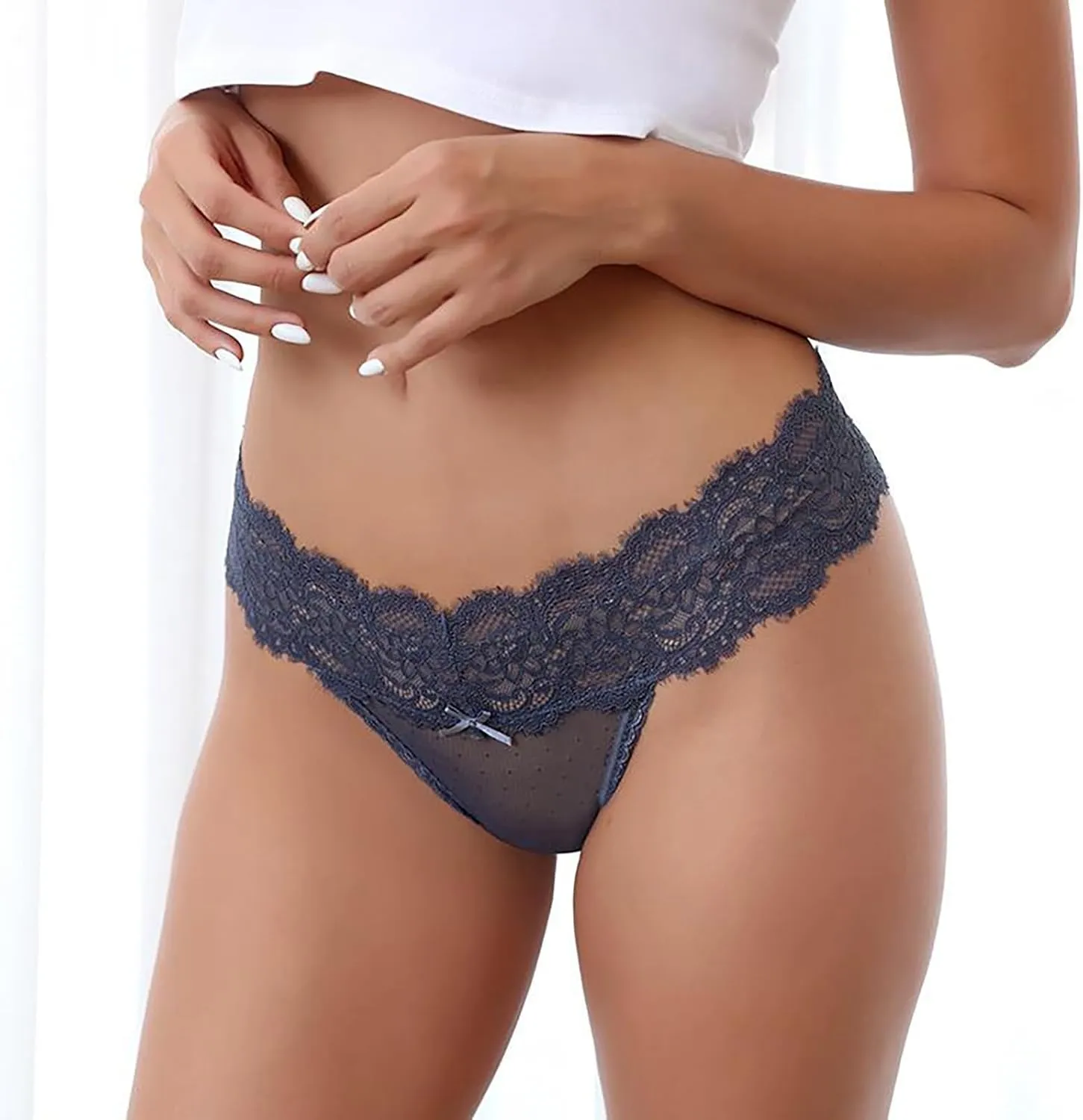 Heevina Thongs For Women Lace Low Rise Thongs Breathable Panty Curvy Panties Soft Tangas Seamless Bikini