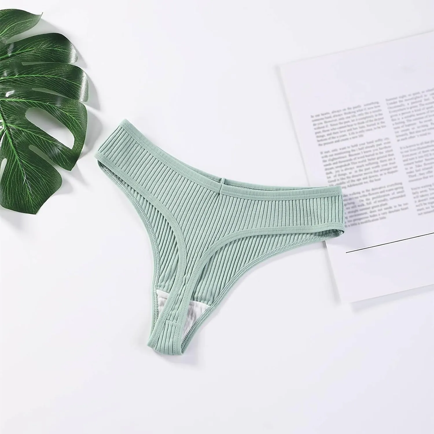 Heevina Thongs For Women Ribbed Seamless Bikini Breathable Panty Low Rise Thongs Soft Tangas Curvy Panties