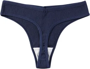 Heevina Thongs For Women Ribbed Seamless Bikini Breathable Panty Low Rise Thongs Soft Tangas Curvy Panties