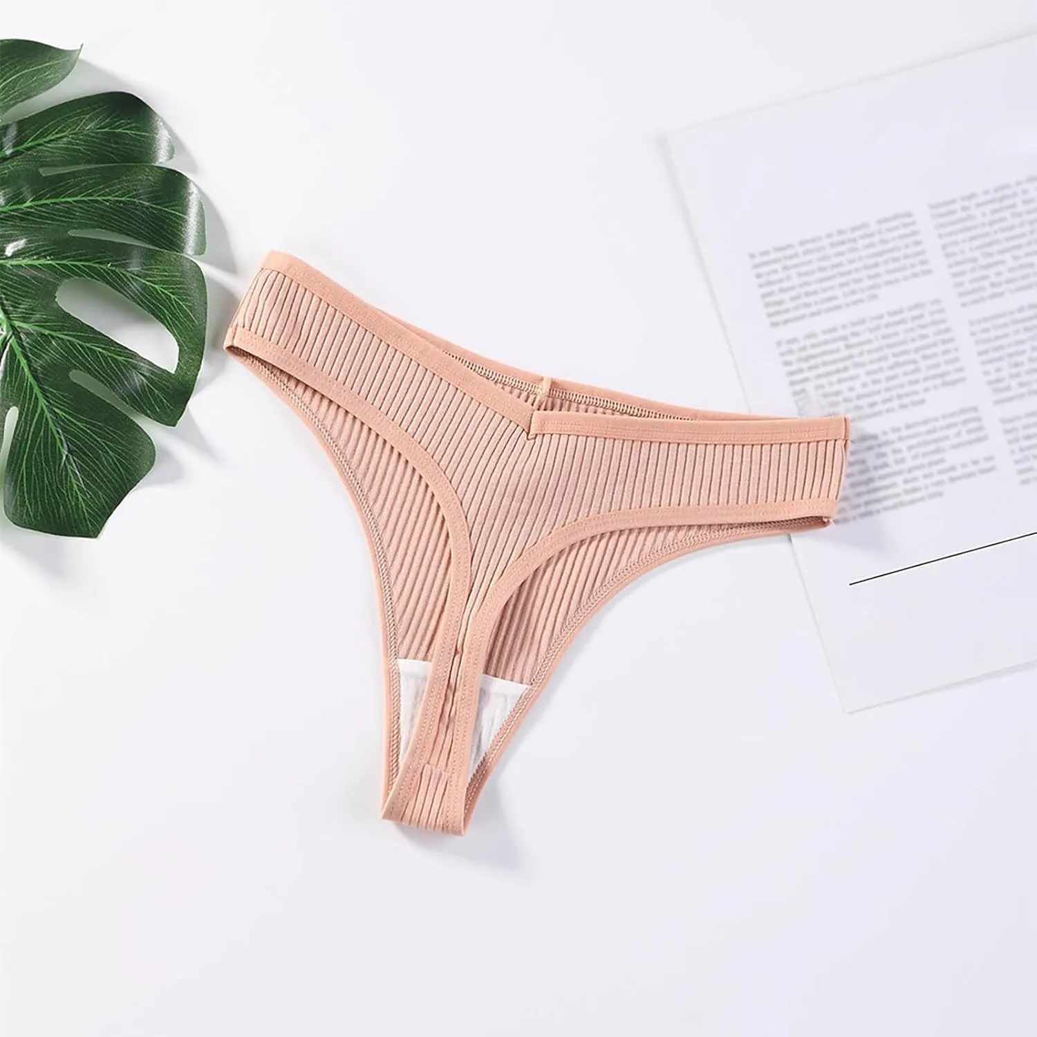 Heevina Thongs For Women Ribbed Seamless Bikini Breathable Panty Low Rise Thongs Soft Tangas Curvy Panties