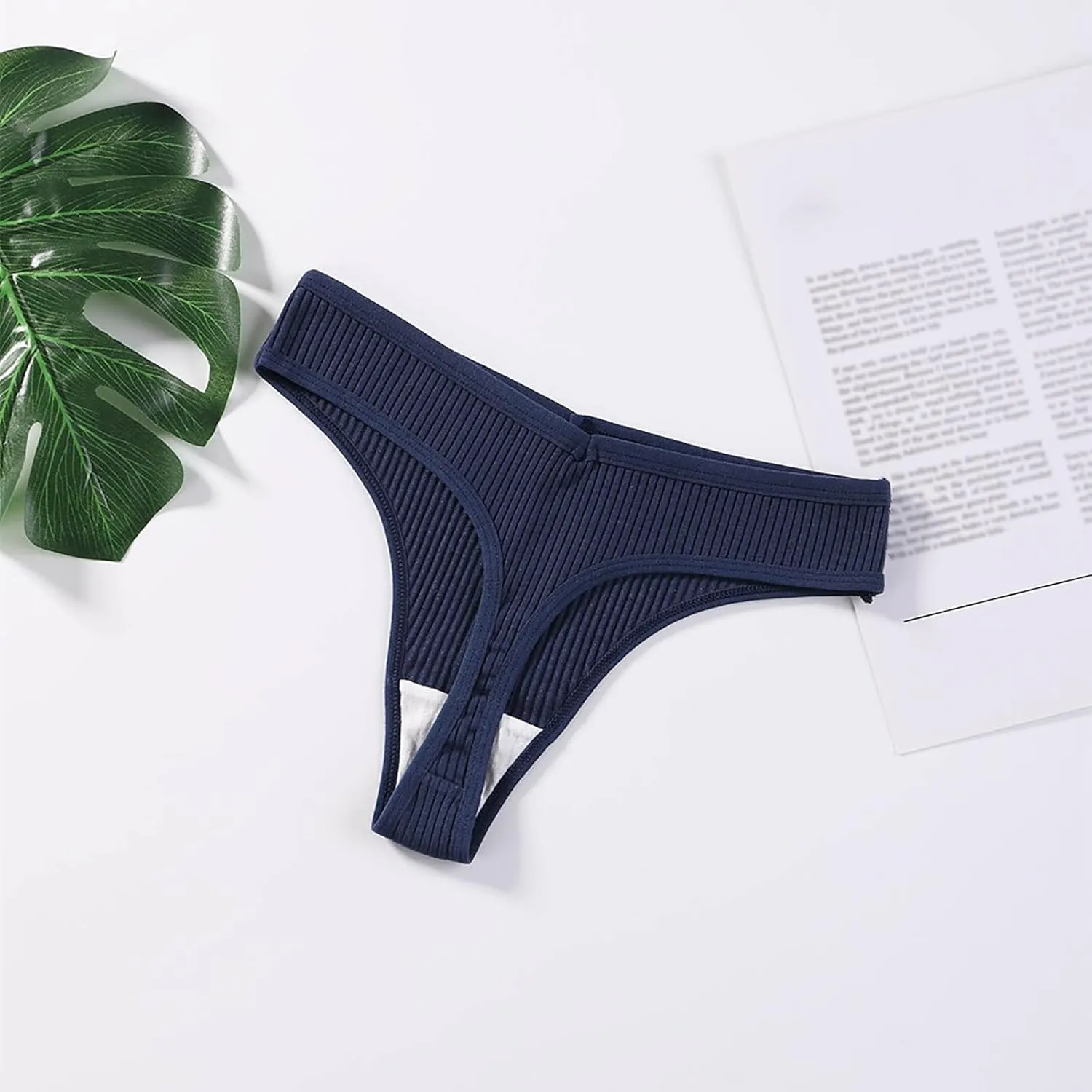 Heevina Thongs For Women Ribbed Seamless Bikini Breathable Panty Low Rise Thongs Soft Tangas Curvy Panties