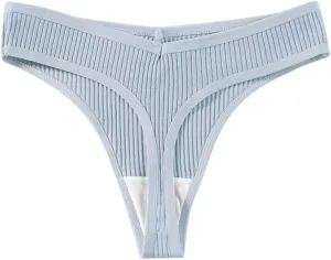 Heevina Thongs For Women Ribbed Seamless Bikini Breathable Panty Low Rise Thongs Soft Tangas Curvy Panties