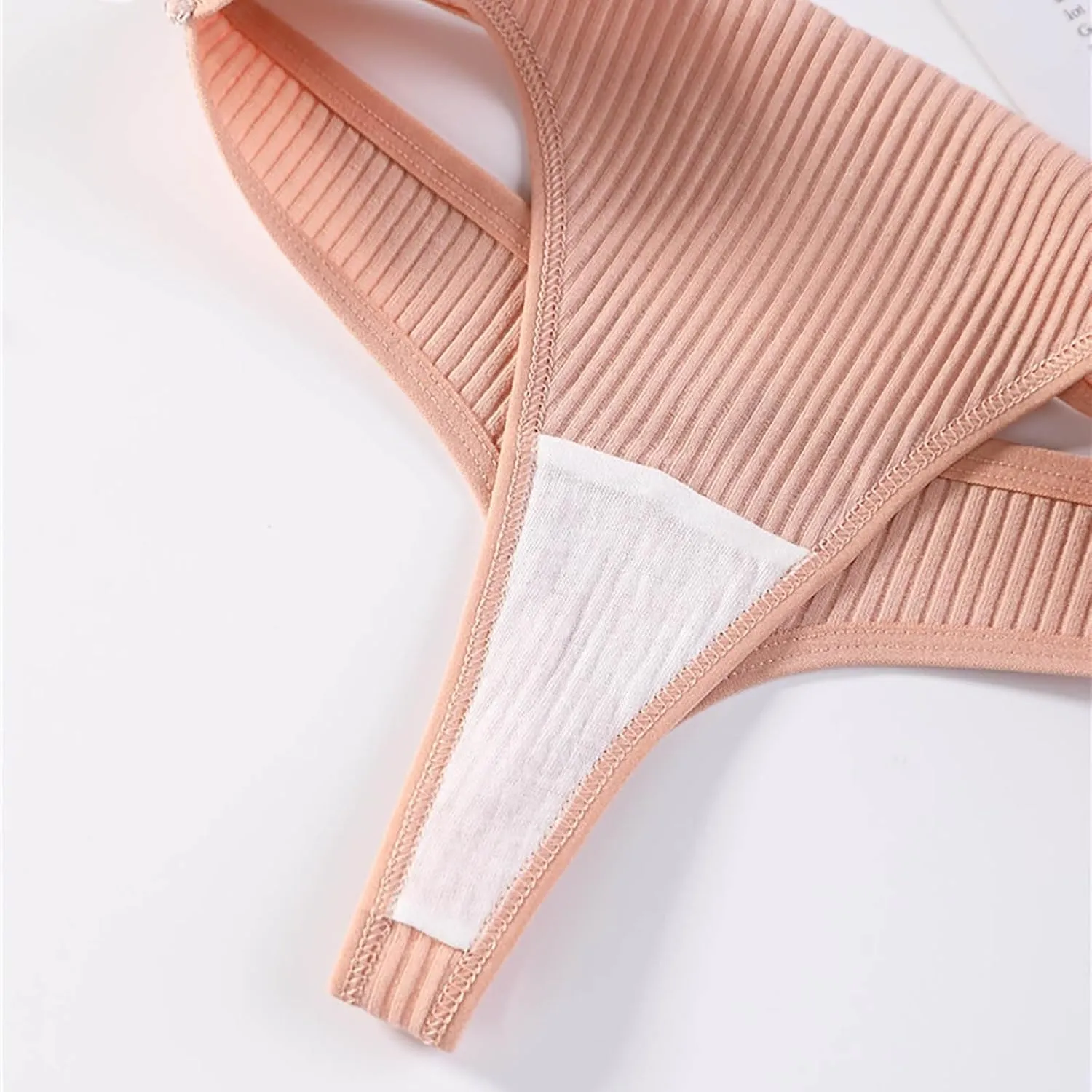 Heevina Thongs For Women Ribbed Seamless Bikini Breathable Panty Low Rise Thongs Soft Tangas Curvy Panties