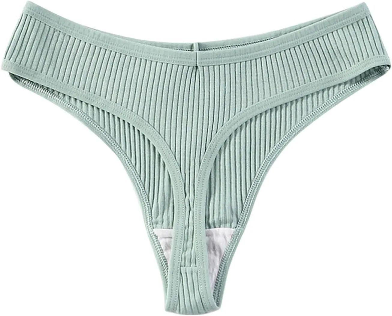 Heevina Thongs For Women Ribbed Seamless Bikini Breathable Panty Low Rise Thongs Soft Tangas Curvy Panties