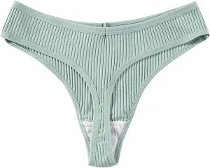 Heevina Thongs For Women Ribbed Seamless Bikini Breathable Panty Low Rise Thongs Soft Tangas Curvy Panties