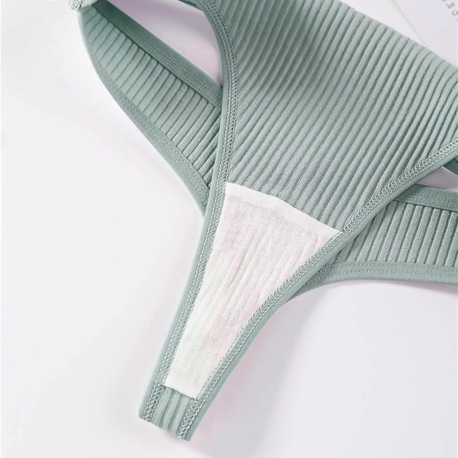 Heevina Thongs For Women Ribbed Seamless Bikini Breathable Panty Low Rise Thongs Soft Tangas Curvy Panties