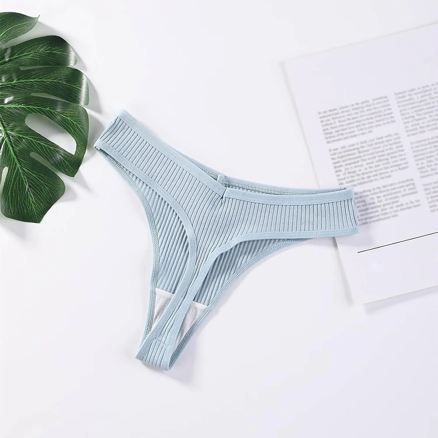 Heevina Thongs For Women Ribbed Seamless Bikini Breathable Panty Low Rise Thongs Soft Tangas Curvy Panties